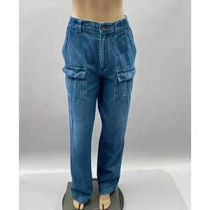 Roundtree & Yorke Cargo Jeans Size 36x34 Straight Relaxed Blue Denim Casual Gorp